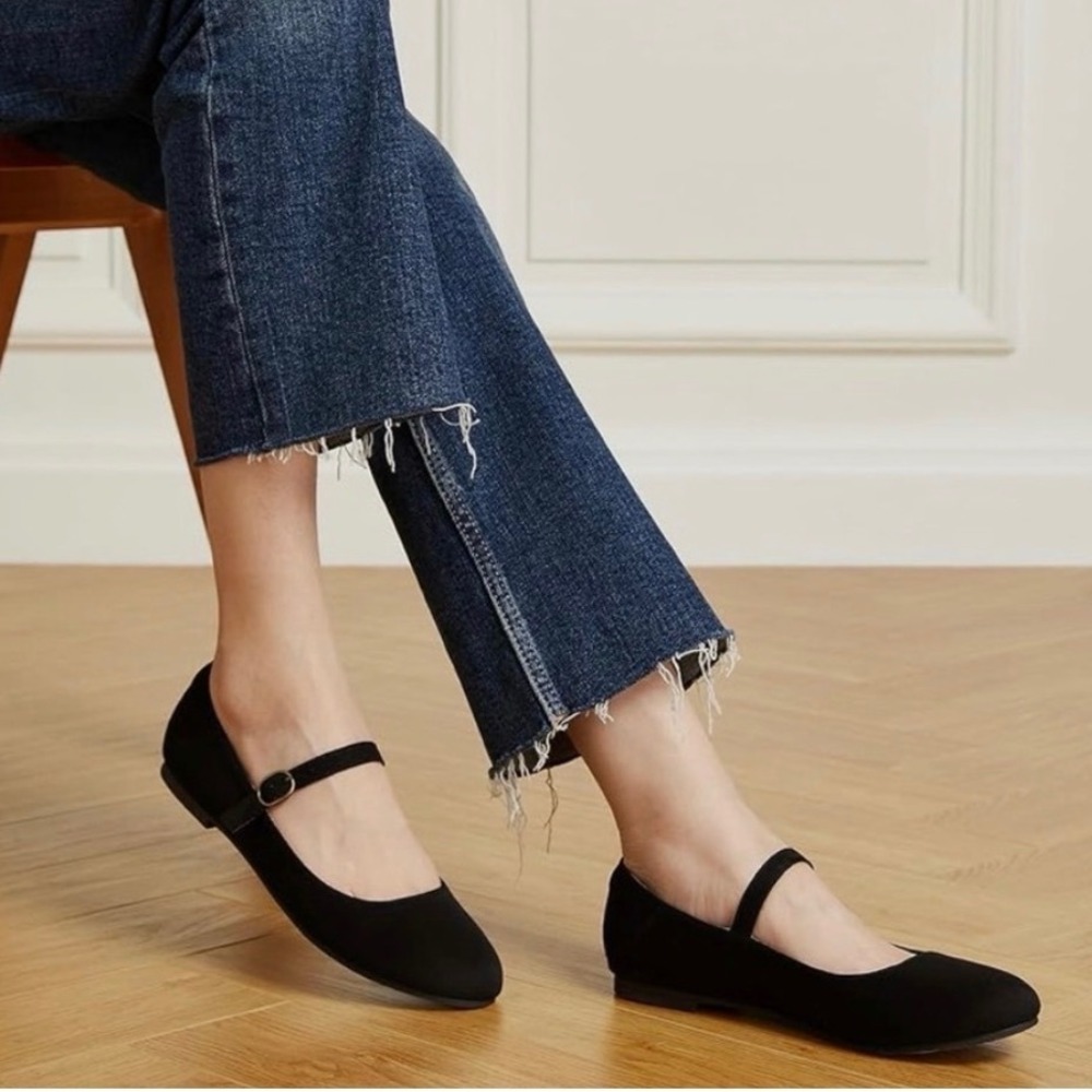 Trary Mary Jane Flats Womens Size 9 Black Buckle Strap Classic Ballet Academia